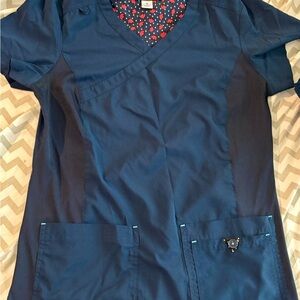 Koi Navy Blue Scrub Top